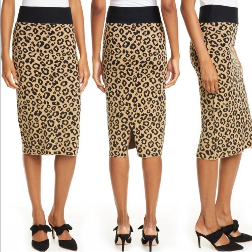 Veronica Beard Leopard Print Skirt in Black and Tan